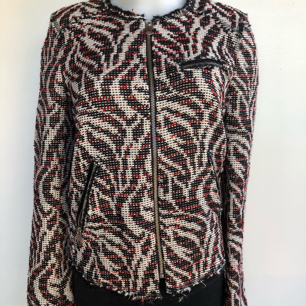🔴❄️ZARA WOMAN BLACK TWEED JACKET NE SIZE XL/L🔴 - Picture 2 of 7
